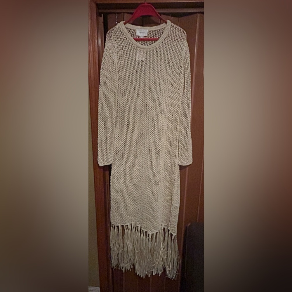 H&M Crochet look Dress beige NWT SOLD OUT SIZE XL - Picture 7 of 11